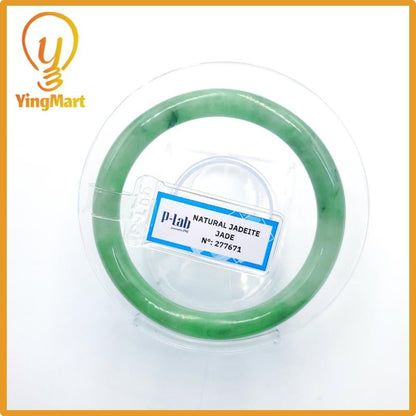 Certified 53mm PNJ277671 Real Jade Bangle Natural Color Light To Medium Green, Grey White,Grey Jadeite Bracelet for Men,Women,Grandma,Sister