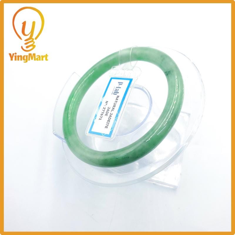 Certified 53mm PNJ277671 Real Jade Bangle Natural Color Light To Medium Green, Grey White,Grey Jadeite Bracelet for Men,Women,Grandma,Sister