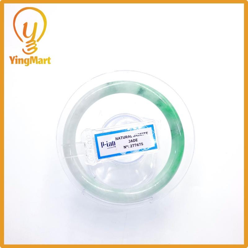 Certified 54mm PNJ277675 Real Jade Bangle Natural Color Green White To Green, Grey White, Grey Jadeite Bracelet for Men,Women,Grandma,Sister