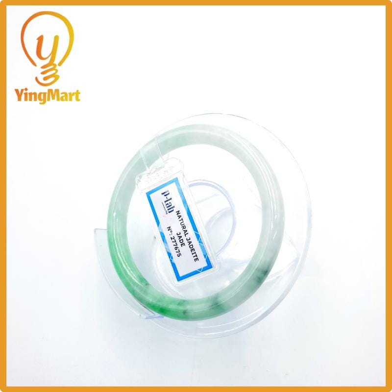 Certified 54mm PNJ277675 Real Jade Bangle Natural Color Green White To Green, Grey White, Grey Jadeite Bracelet for Men,Women,Grandma,Sister