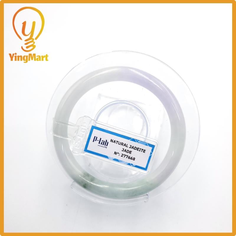 Certified 52mm PNJ277668 Jade Bangle | Natural Color White To Light Green, Purplish White,Grey Jadeite Bracelet for Men,Women,Grandma