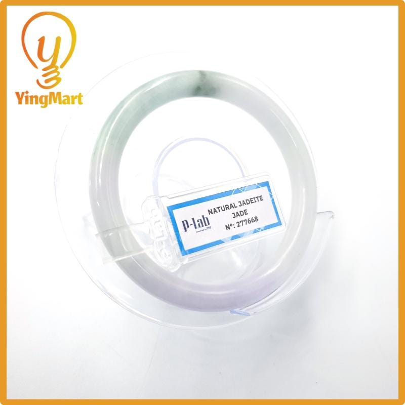 Certified 52mm PNJ277668 Jade Bangle | Natural Color White To Light Green, Purplish White,Grey Jadeite Bracelet for Men,Women,Grandma