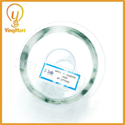 Certified 59mm PNJ277581 Real Jade Bangle Natural Color Green White to Greyish Green Grey White Jadeite Bracelet for Women,Grandma,Sister