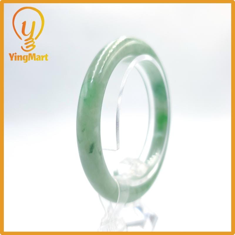 Certified 53mm PNJ277574 Real Jade Bangle Natural Color Green White To Green, Grey White, Grey Jadeite Bracelet for Men,Women,Grandma,Sister