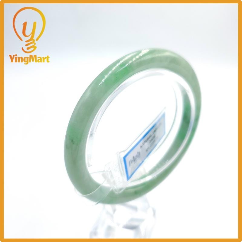 Certified 51mm PNJ277569 Real Jade Bangle Natural Color Green White To Green, Grey White, Grey Jadeite Bracelet for Men,Women,Grandma,Sister