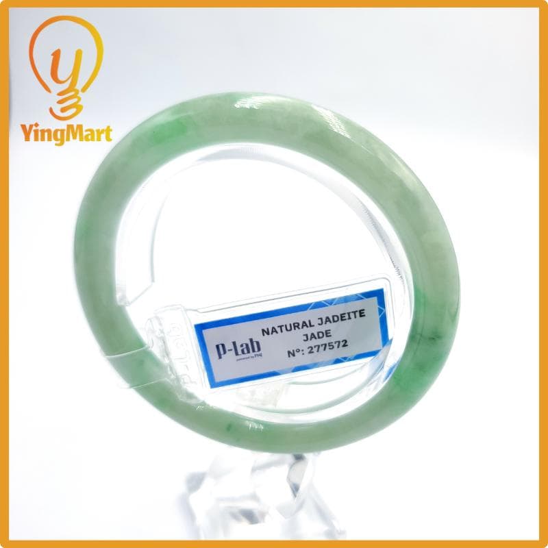 Certified 51mm PNJ277569 Real Jade Bangle Natural Color Green White To Green, Grey White, Grey Jadeite Bracelet for Men,Women,Grandma,Sister