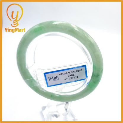 Certified 51mm PNJ277569 Real Jade Bangle Natural Color Green White To Green, Grey White, Grey Jadeite Bracelet for Men,Women,Grandma,Sister
