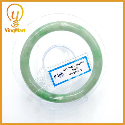 Certified 51mm PNJ277569 Real Jade Bangle Natural Color Green White To Green, Grey White, Grey Jadeite Bracelet for Men,Women,Grandma,Sister