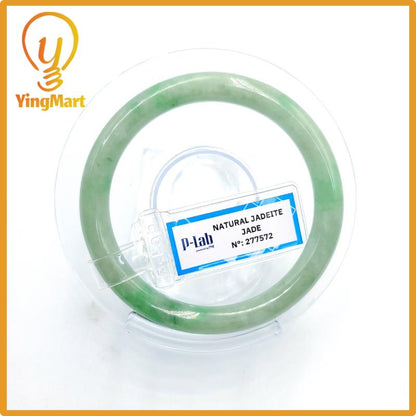 Certified 51mm PNJ277569 Real Jade Bangle Natural Color Green White To Green, Grey White, Grey Jadeite Bracelet for Men,Women,Grandma,Sister