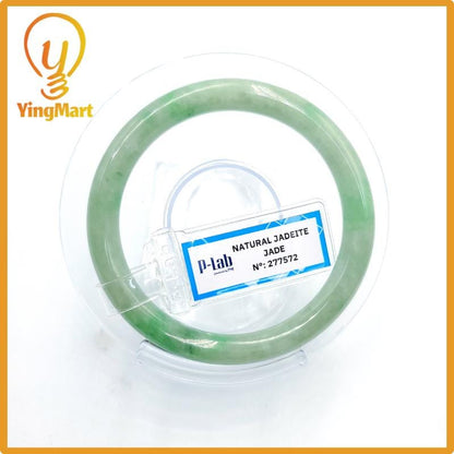 Certified 52mm PNJ277572 Real Jade Bangle Natural Color Green White To Green, Grey White, Grey Jadeite Bracelet for Men,Women,Grandma,Sister