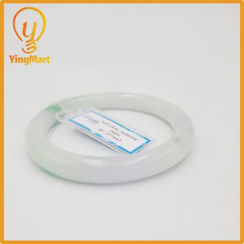 Jade Bangle 51mm PNJ Certified | Natural ColorWhite, Light Purple Jade Bracelet for Women, Men, Grandma, Sister