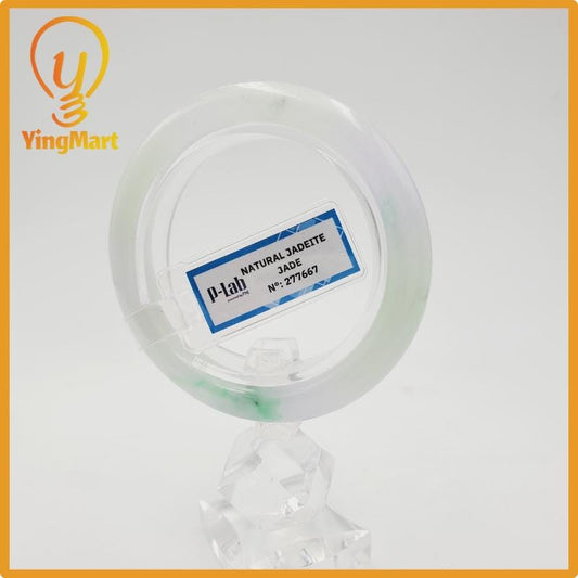 Jade Bangle 51mm PNJ Certified | Natural ColorWhite, Light Purple Jade Bracelet for Women, Men, Grandma, Sister