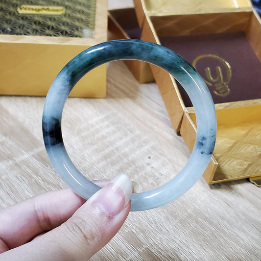 High Quality 48–72mm Natural-Colour Jade Cert No. B White Black Green YingMart Jadeite Bangle Burmese Gift for Her Sister Mother Grandma