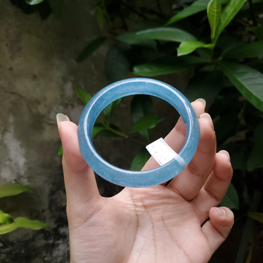 High Quality 48–60mm Aquamarine Light Blue Round YingMart Bangle, Gift for Sister, Grandma, Gemstone, Womens, Personalized Jewelry