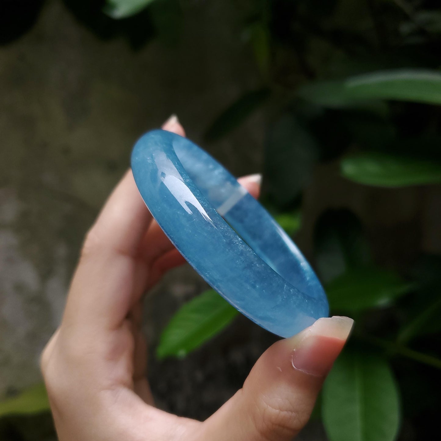 High Quality 48–60mm Aquamarine Light Blue Round YingMart Bangle, Gift for Sister, Grandma, Gemstone, Womens, Personalized Jewelry