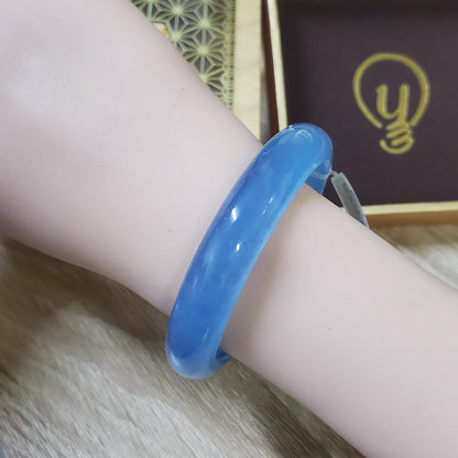 High Quality 48–60mm Aquamarine Light Blue Round YingMart Bangle, Gift for Sister, Grandma, Gemstone, Womens, Personalized Jewelry