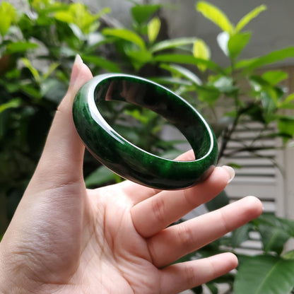 High Quality 48–72mm Jadeite Jade Dark Green Bangle Gift for Her Grandma Mens Mother Sister Feng Shui Personalized