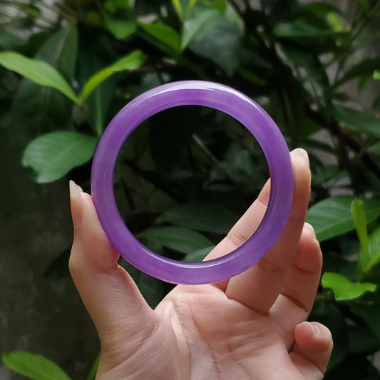 High Quality 48–72mm Jadeite Jade Purple Bangle Bracelets Genuine Feng Shui Jewelry Gift for Her Mom Sister Grandma Personalized