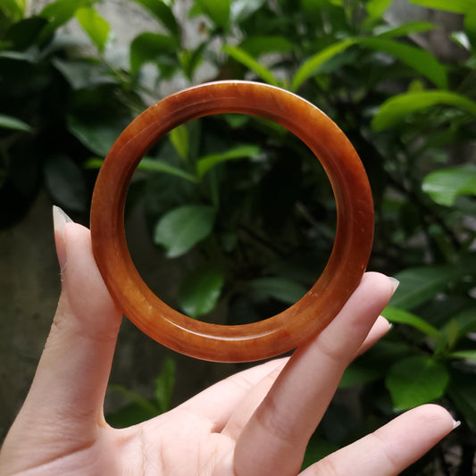 High Quality 48–60mm Jadeite Jade Orange "YingMart" Bangle Mens Mother Sister Feng Shui Gift for Her Personalized - Best Price