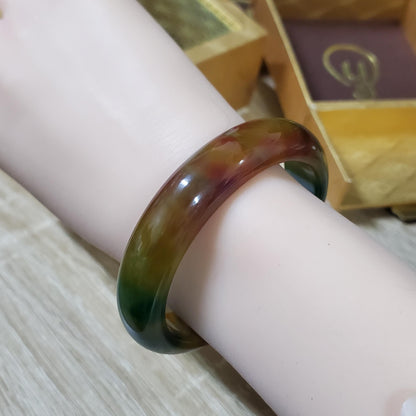 High Quality 48–60mm Jadeite Jade Yellow Mix Red YingMart Bangle Bracelets Gift for Her Grandma Mens Feng Shui Personalized