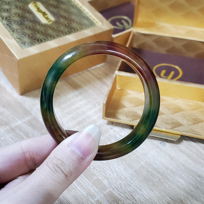 High Quality 48–60mm Jadeite Jade Yellow Mix Red YingMart Bangle Bracelets Gift for Her Grandma Mens Feng Shui Personalized