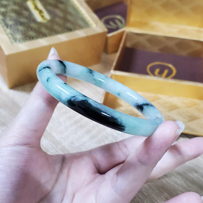 High Quality 48–72mm Natural-Colour Jade White to Light Green Bangle Gift for Her Grandma Mom Feng Shui Black Spot Personalized