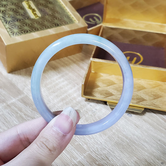 High Quality 48–72mm Natural-Colour Jade Very Light Purple to Light Green Bangle Gift for Her Mom Grandma Feng Shui Personalized