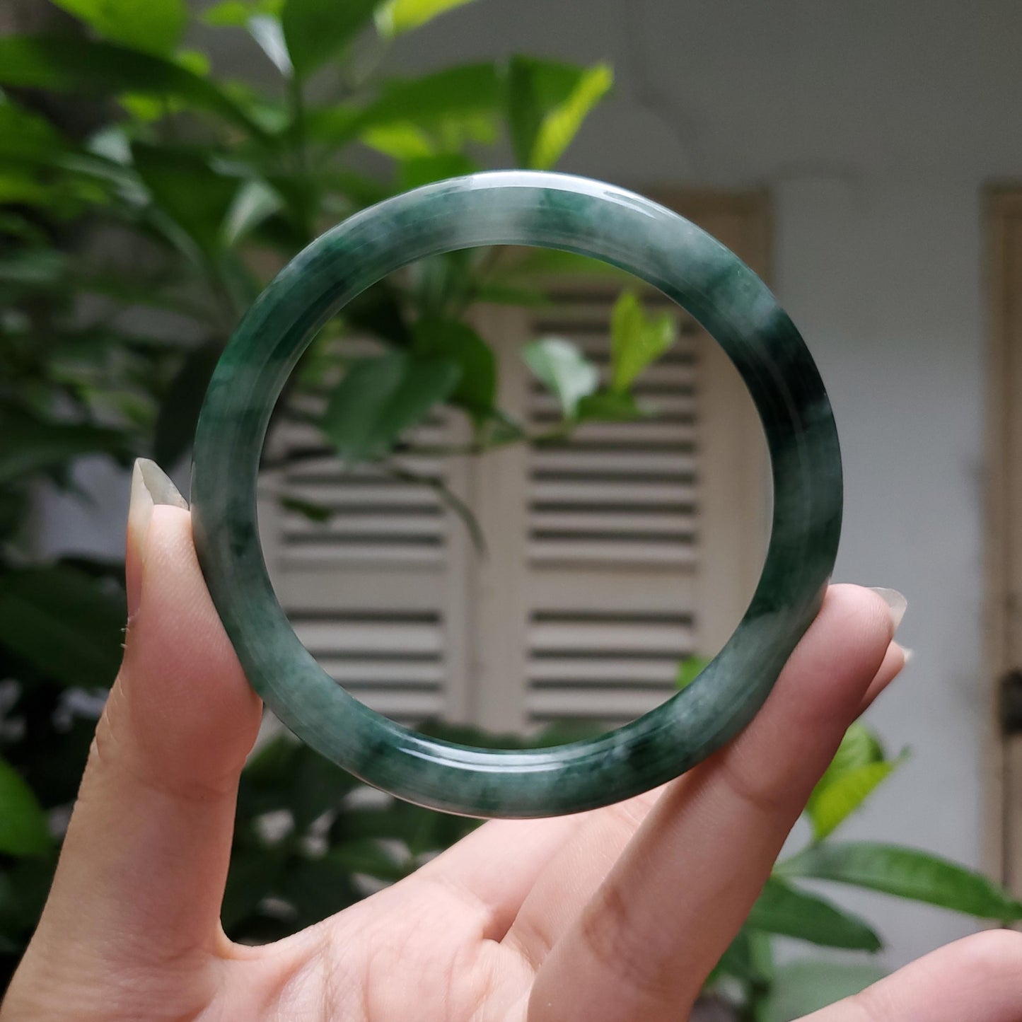 High Quality 48–72mm Natural-Colour Jade White to Green with Black Spot YingMart Bangle Gift for Mom Sister Mens Feng Shui Personalized