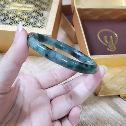High Quality 48–72mm Natural-Colour Jade White to Green with Black Spot YingMart Bangle Gift for Mom Sister Mens Feng Shui Personalized