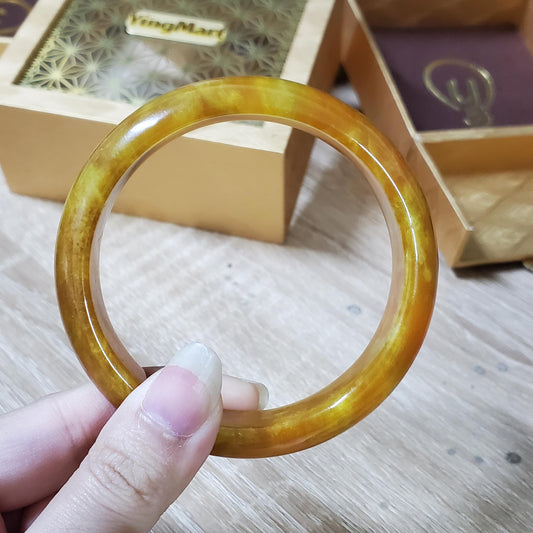 High Quality 48–72mm Jadeite Jade Light to Medium Yellow YingMart Burmese Bangle Bracelets Gift for Her Mother Sister Mens Feng Shui Grandma