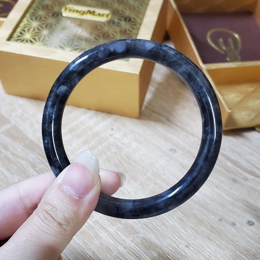 High Quality 48–72mm Jadeite Jade Grey White Black Bangle Gift for Her Grandma Mother Mens Sister Feng Shui Personalized
