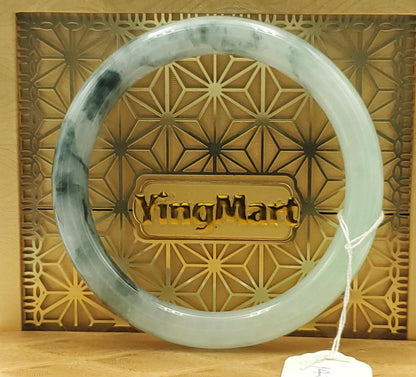 High Quality 48–72mm Natural-Colour Jade White Black Veins Bangle Bracelets Gift for Her Mom Grandma Feng Shui Personalized Jewelry