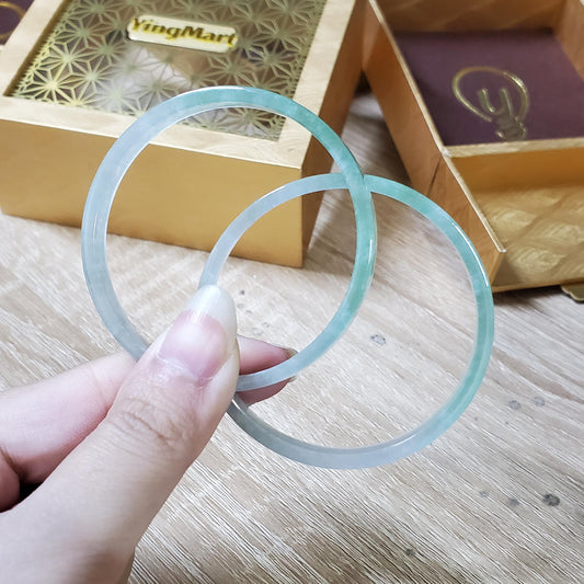 High Quality 48–72mm Jadeite Jade Green White Bangle Bracelets Gift for Her Mom Grandma Feng Shui Personalized Jewelry
