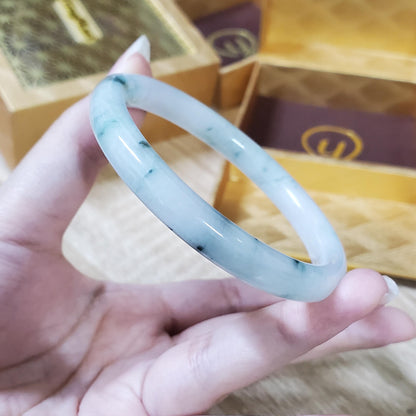 High Quality 48–72mm Natural-Colour Jade Grey White Green Spot Bangle Gift for Her Mom Grandma Feng Shui Personalized Jewelry