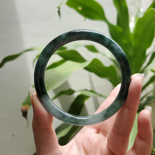 High Quality 48–72mm Natural-Colour Jade White to Dark Green Black Bangle Gift for Her Mom Grandma Feng Shui Personalized Jewelry