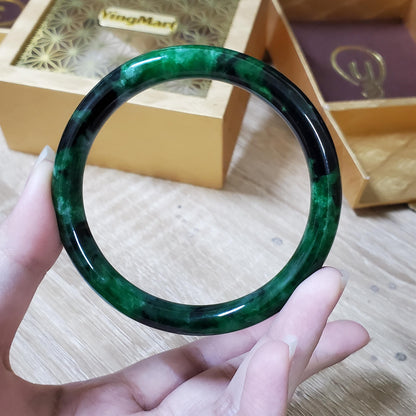 High Quality 48–72mm Jadeite Jade Green to Dark Green YingMart Bangle Bracelets Burmese Gift for Her Grandmother Sister Mom Mens Feng Shui