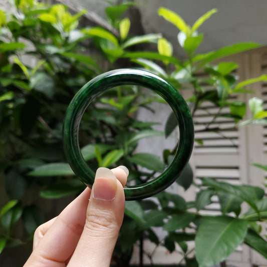 High Quality 48–72mm Jadeite Jade Dark Green Bangle Gift for Her Grandma Mens Mother Sister Feng Shui Personalized