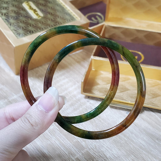 High Quality 48–60mm Pair Jadeite Jade Yellow Green Red YingMart Bracelets Gift for Her Mom Sister Mens Personalized Feng Shui