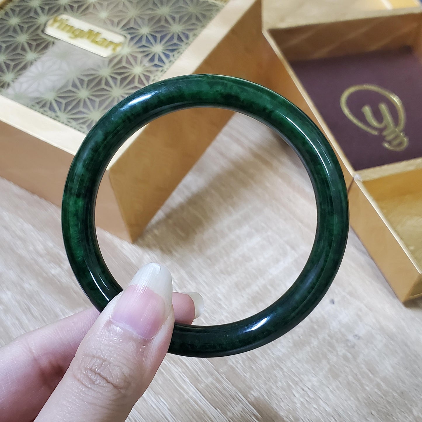 High Quality 48–72mm Jadeite Jade Dark Green YingMart Bangle Bracelets Gift for Her Feng Shui Grandma Sister Mom Mens