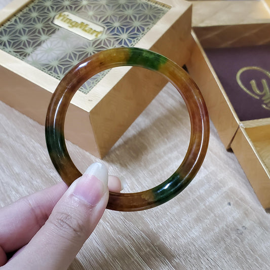 High Quality 48–72mm Jadeite Jade Yellow Green Spot YingMart Bangle Bracelets Gift for Her Mom Feng Shui Grandma Sister Mens
