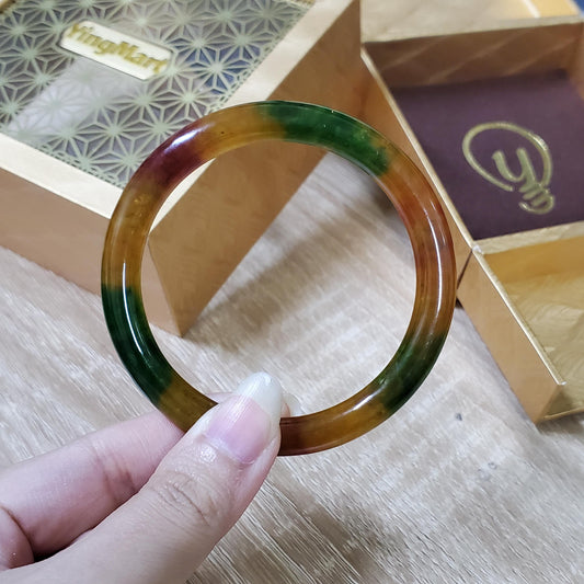 High Quality 48–72mm Jadeite Jade Yellow Green Spot YingMart Bangle Bracelets Gift for Her Mom Feng Shui Grandma Sister Mens