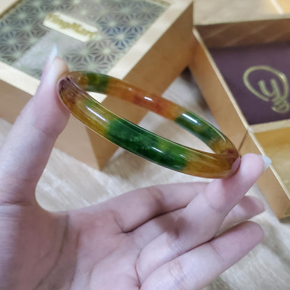 High Quality 48–72mm Jadeite Jade Yellow Green Spot YingMart Bangle Bracelets Gift for Her Mom Feng Shui Grandma Sister Mens