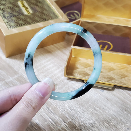 High Quality 48–72mm Natural-Colour Jade White to Light Green Bangle Gift for Her Grandma Mom Feng Shui Black Spot Personalized