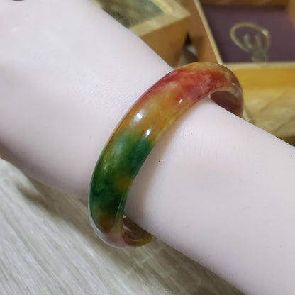 High Quality 48–72mm Jadeite Jade Orange Yellow Green Spot Bangle Gift for Her Mom Grandma Feng Shui Personalized Jewelry
