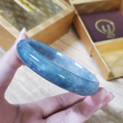 High Quality 50–60mm Natural-Colour Jade Light Purple Blue Bangle Bracelets Feng Shui Jewelry Gift for Her Mom Grandma Personalized
