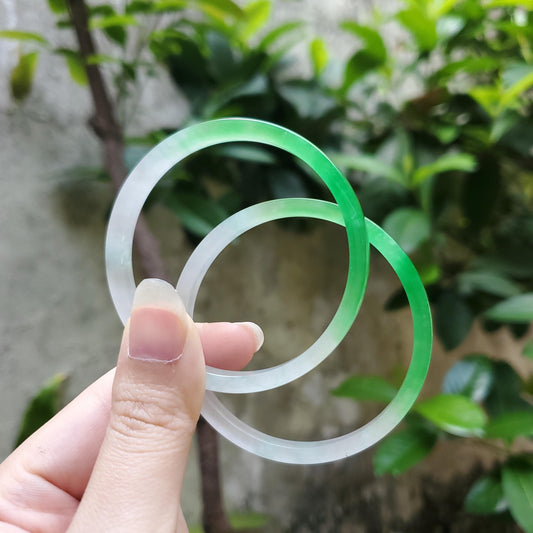 YingMart 48–72mm Jadeite Jade White Green Bangle Bracelets Gift for Her Grandma Mother Mens Personalized Feng Shui Jewelry