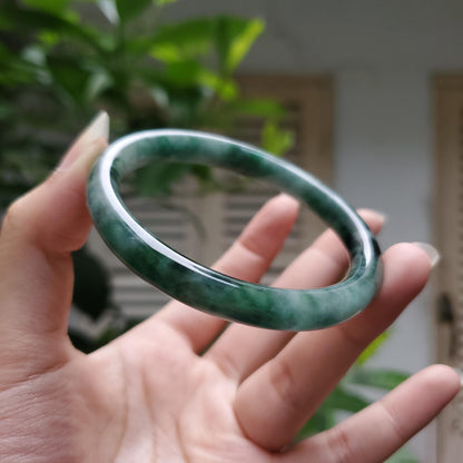 High Quality 48–72mm Natural-Colour Jade White to Green with Black Spot YingMart Bangle Gift for Mom Sister Mens Feng Shui Personalized