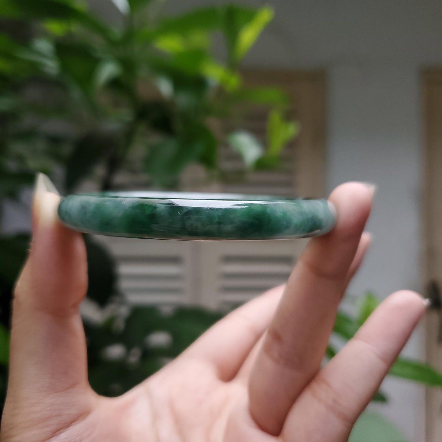 High Quality 48–72mm Natural-Colour Jade White to Green with Black Spot YingMart Bangle Gift for Mom Sister Mens Feng Shui Personalized
