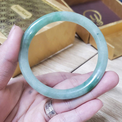 Yingmart 50-66mm Natural Jadeite Jade Bangle Bracelet | Real White to Light Green Jade | Vintage Jewelry Gift for Mother days & Birthday