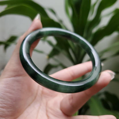 High Quality 48–60mm Jadeite Jade Round Green Olive Black YingMart Bangle Gift for Her Mother Mens Sister Feng Shui